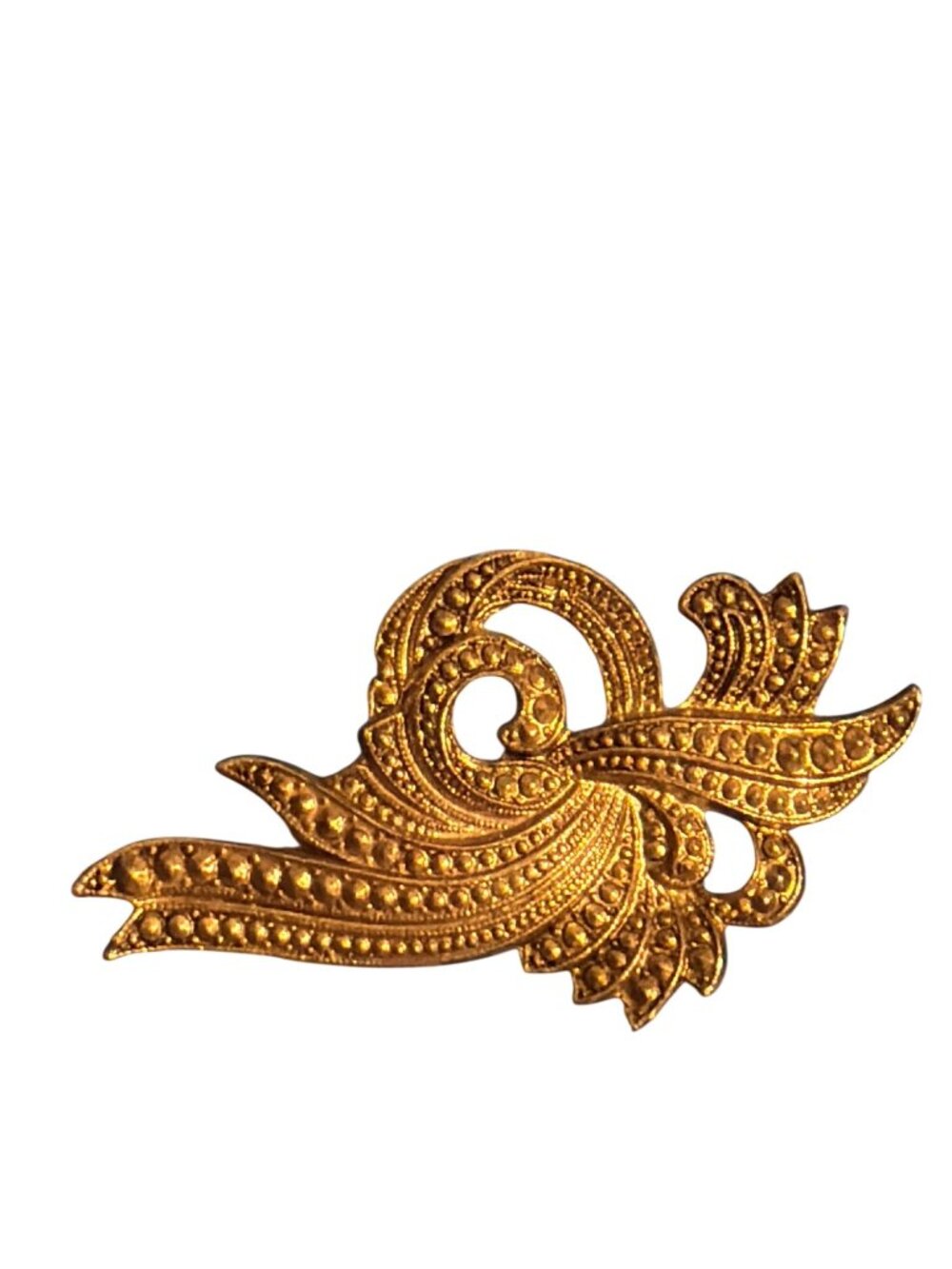 Vintage Miriam Haskell Silver Tone Pin Brooch Paisley Peacock Estate 2.5"